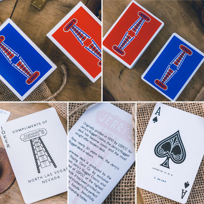 Gilded Vintage Feel Jerry's Nuggets (Blue) Playing Cards