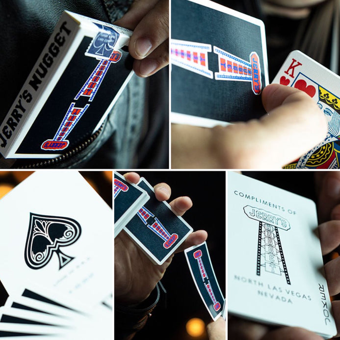 Gilded Vintage Feel Jerry's Nuggets (Blue) Playing Cards