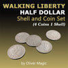 set de pièces demi dollar walking liberty 4 pièces 1 coquille wow réplique